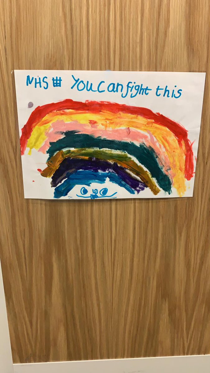 Ward09M's tweet photo. Pictures from one of our nurses beautiful children, making the ward bright and cheerful #paintarainbow #covidwontbeatus #nhsfamily #w9support https://t.co/GYa0OlrO9t