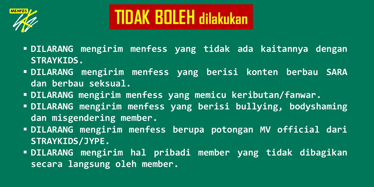 menfeskz's tweet photo. 🧭 Aturan-Aturan yang harus dilakukan dan dihindari.

catatan : baca dan pahami terlebih dahulu, terus kirim deh menfessnya 🥰 https://t.co/pEqL7RAI2G