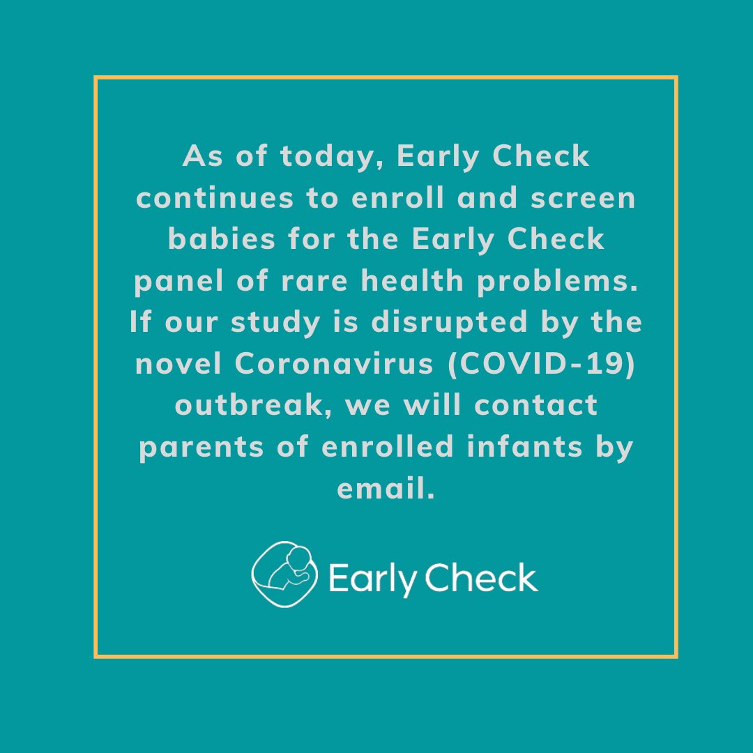 Our research study continues to enroll and screen babies as of today. Please feel free to contact us if you have any questions or concerns. #earlychecknc #covid19 #research
