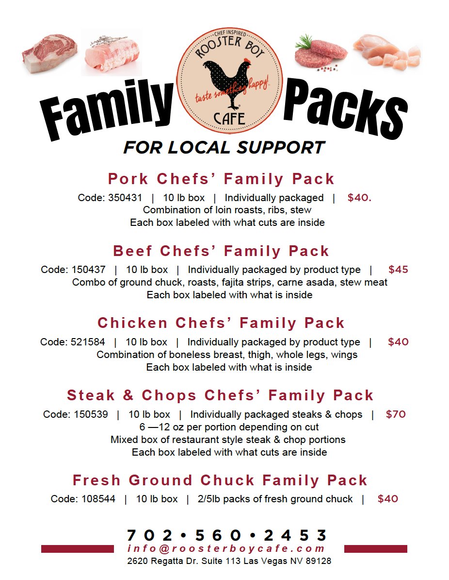 LakesideEventLV's tweet photo. Rooster Boy Cafe is all about family and food, and during this challenging time they have been here for you!  Take a look at their Family Pack special, available for pick up curbside here at Lakeside Event Center!

#RoosterBoyCafe #LakesideEventCenter https://t.co/zLAMSXwceY