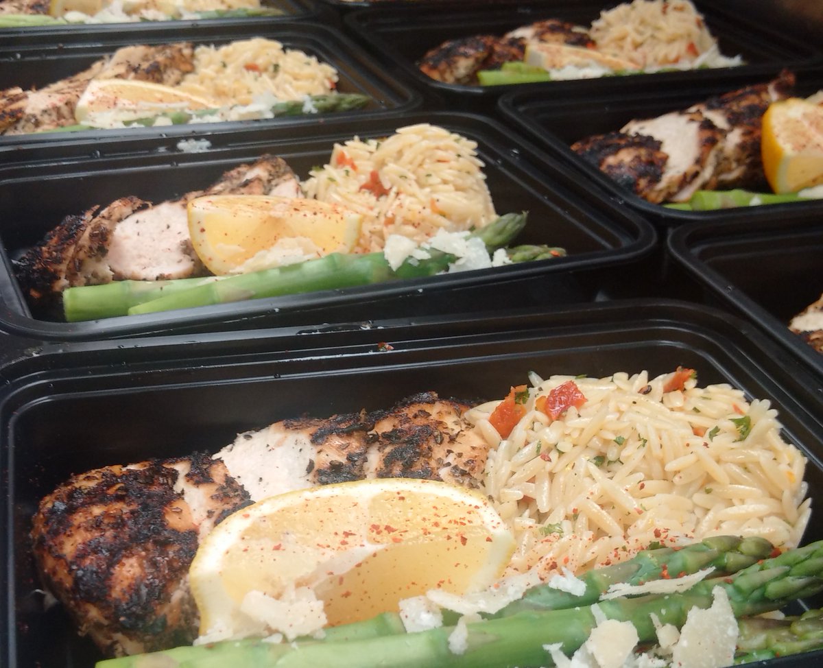 New healthy meal for today, ready for pick up. Grilled chicken orzo.
