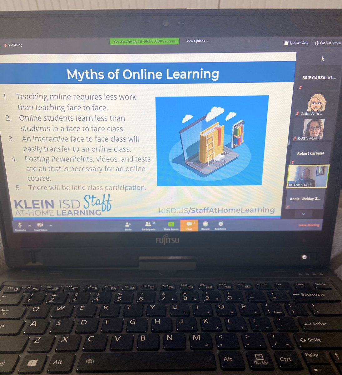MrsJonesHofius's tweet photo. Dispelling common myths of Online Learning! #StaffAHLWebinar #HawksForeverLearning @KleinProfLearn https://t.co/i2FjL3DFw4