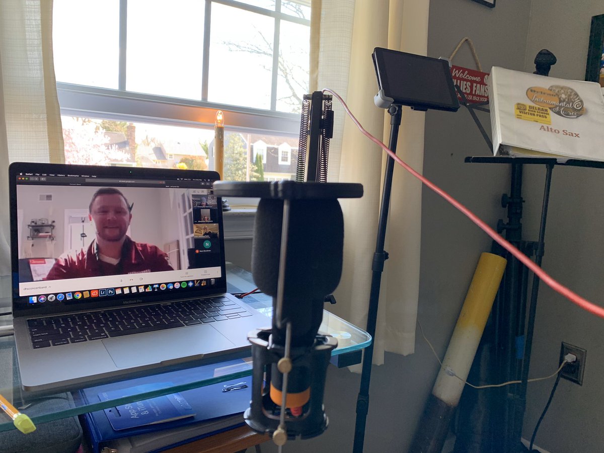 DelranBand's tweet photo. Had an awesome time meeting with some of the band students virtually for our “Band Rhythm Friday”! We did some great rhythmic dictation! #band #keepthemusicgoing #delranpride https://t.co/ryZhkkC8T3