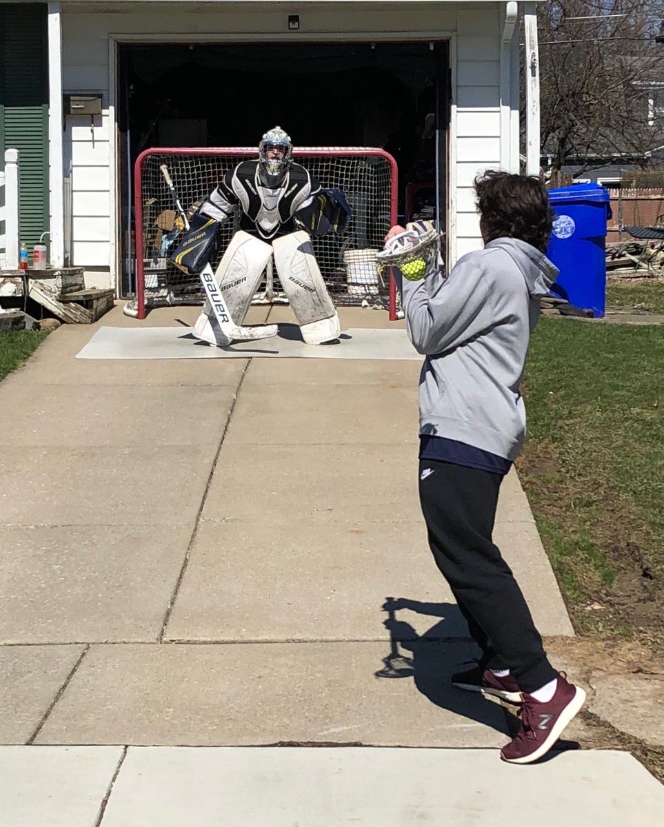 #TIP - think outside the box. 

Cooper Rautenstrauch keeping his goalie skills sharp by facing some lacrosse shots! #AOHReady