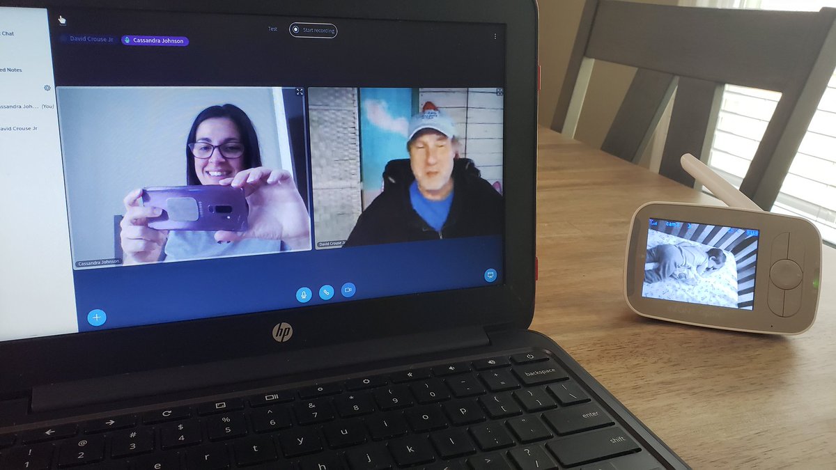MyTeachingLife2's tweet photo. Learning about Schoology conferening with @DCrouseVAB while my son is sleeping! #VBAlwaysLearning even  teachers @ArrowheadES 
Thanks for the support &amp; funny video chat😂😊 https://t.co/3veBBspawS