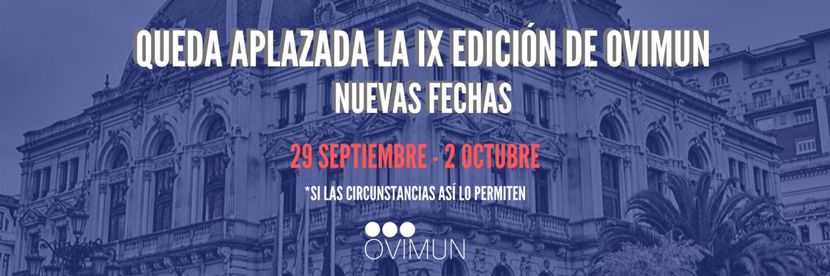 Ovimun's tweet image. Ya lo dijimos y lo anunciamos. OVImun no se para. Nuestro Modelo se celebrará cuando pase la tormenta, a la vuelta del verano, si las circunstancias lo permiten.

Estad atentas y atentos!