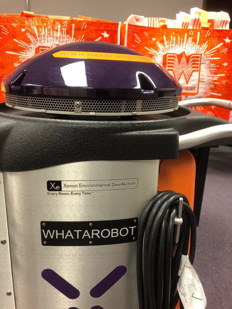 XenexDisinfect's tweet photo. Just like we like it! Texans 🧡 helping Texans 💜 - @Whataburger unit 200 generously provided lunch for our Manufacturing &amp; Warehouse teams who have been working day and night to support the needs of healthcare facilities. Thank you! (And excellent social distancing, team!) https://t.co/XJMfCsxWfU