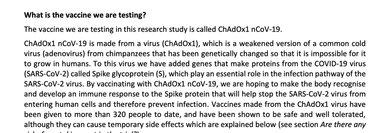 If you are interested in details about the trial, the researchers published this very readable document about it  https://covid19vaccinetrial.web.ox.ac.uk/files/cov... key passage on the basic idea of the vaccine is below.