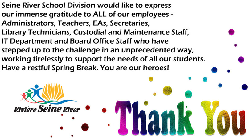 seineriverSD's tweet photo. A message to all of our staff, have a restful Spring Break! @seineriverteach @richer_school @csncOfficeInfo @ArborgateSchool @La_Salle_School @CLCscorpions @ESNIinfo @SACollegiate @SAElementary  @SRSDTechEd  #BeSafeEveryone https://t.co/xbbf99lPSy