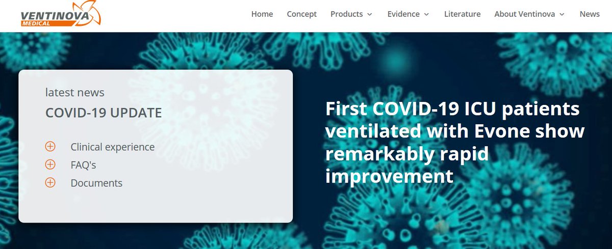 Visit ventinovamedical.com/covid-19-updat… for all available information of the usage of Evone on COVID-19 patients. 
We ask you to share your cases with us so we can share your experience with other users and hopefully help many more COVID-19 patients.