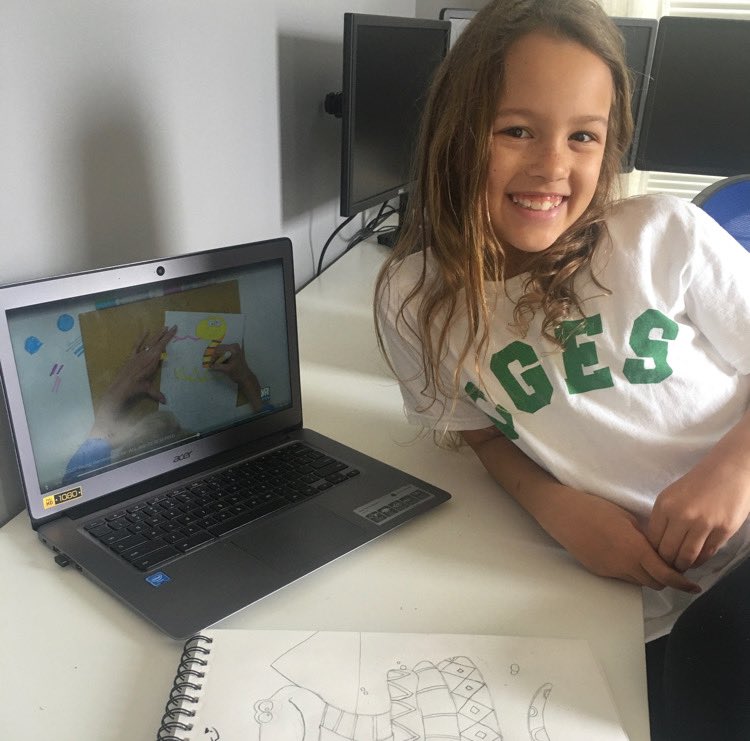 Learning at home while showing SPIRIT! Keep smiling! #IBknowledgable #schoolspirit #mcps #IBpyp