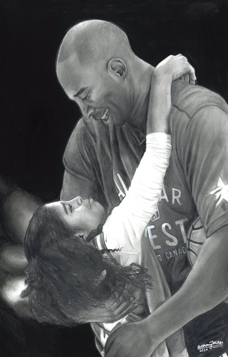 anthonym_art's tweet image. I drew Kobe and Gianna Bryant💛💜