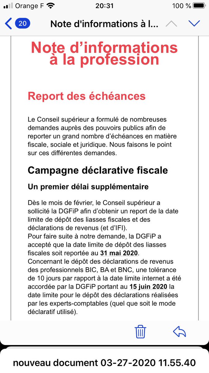 CAERIF's tweet photo. Report des échéances fiscales https://t.co/q9svkfpepe