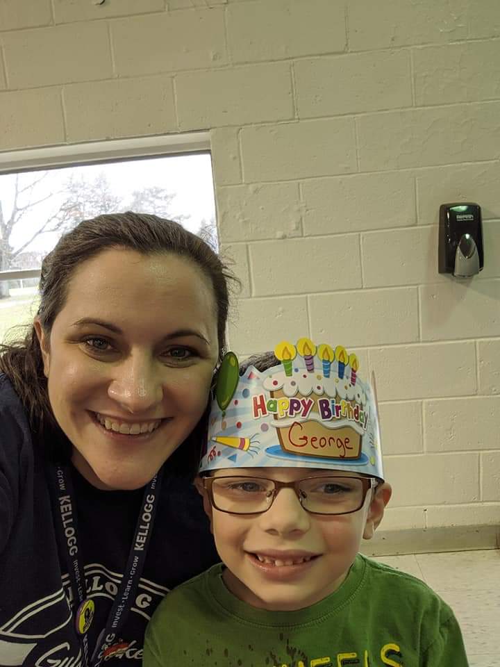MrsLovequist's tweet photo. It's the last day of our #GLCSVirtualSpiritWeek and I'm flashing back in some #GLCS spirit wear to where we all wish we were- back with all our friends at school! Georgie and I miss all of you at @GLCSrichland and #GLCSKellogg!! https://t.co/IbDnzhzcmD