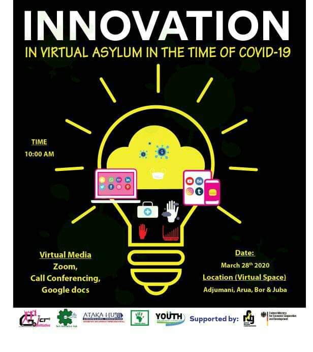 gogirlsictjuba's tweet photo. Is #SouthSudan ready for a lockdown & #DigitalAsylum in this time of #coronavirus? Catch us together with innovators from @AtakaHub @platformngo @WeAreYEF as we discuss strategies of how to cope with the changes to come. @intertwilight @bmz_bund @undpsouthsudan https://t.co/jHdtoyOtvX