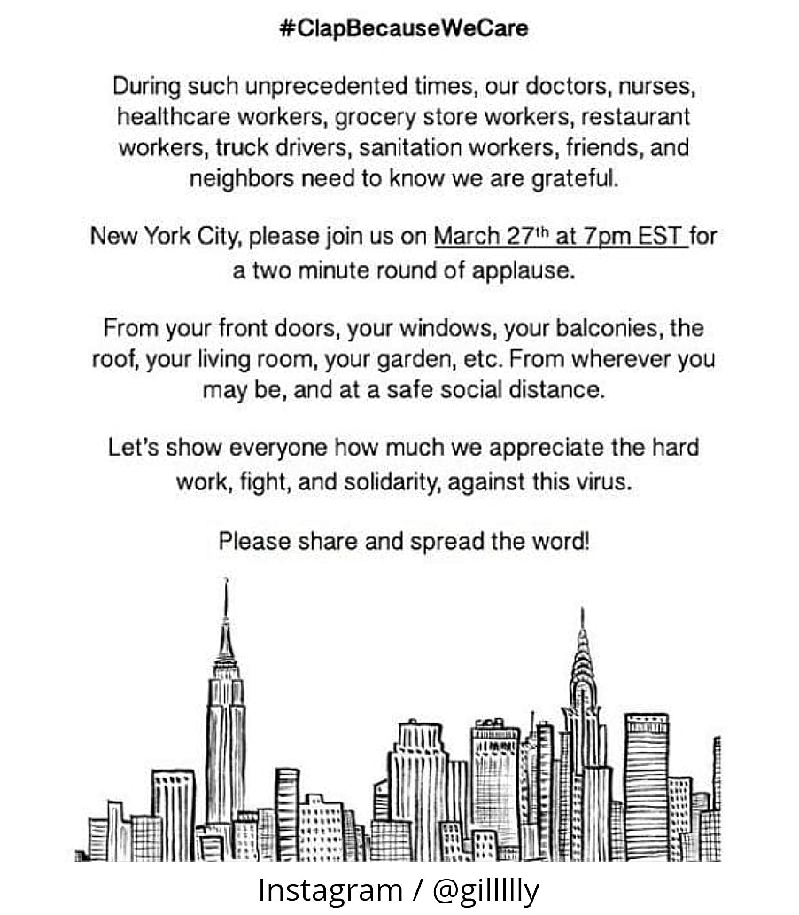 Create4ACauseNY's tweet photo. Don't forget.
Tonight at 7pm.
Clap for two minutes.
#ClapBecauseWeCare

Thanks @gillllly

#NYC #nycatnight #coronavirusinNYC https://t.co/SyUG1mjCGl
