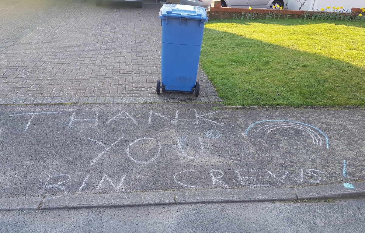 suffolkrecycle's tweet photo. (1/2)In the middle of these challenging times, Collection Crews are working harder than ever to collect Recycling and Rubbish from your homes, They were thrilled to see this today we’d like to echo this thank you to all the crews out there and other workers in the waste industry https://t.co/JXTTvWUpdo