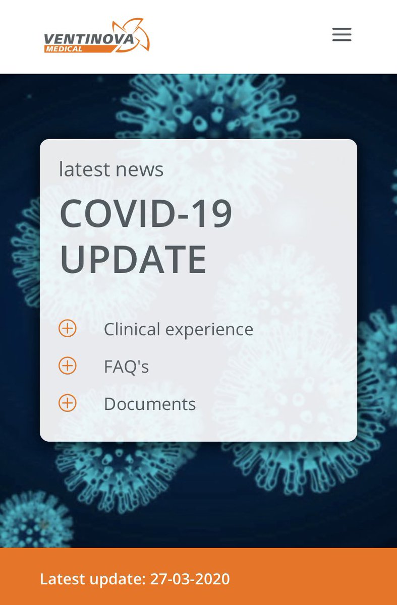 #VentinovaMed  #coronavirus Für alle Kunden, Anwender und Interessenten hat #Ventinova aktuell den Internetauftritt um Informationen zur Nutzung von #Evone bei #COVID2019 Patienten erweitert! ventinovamedical.com/covid-19-updat…