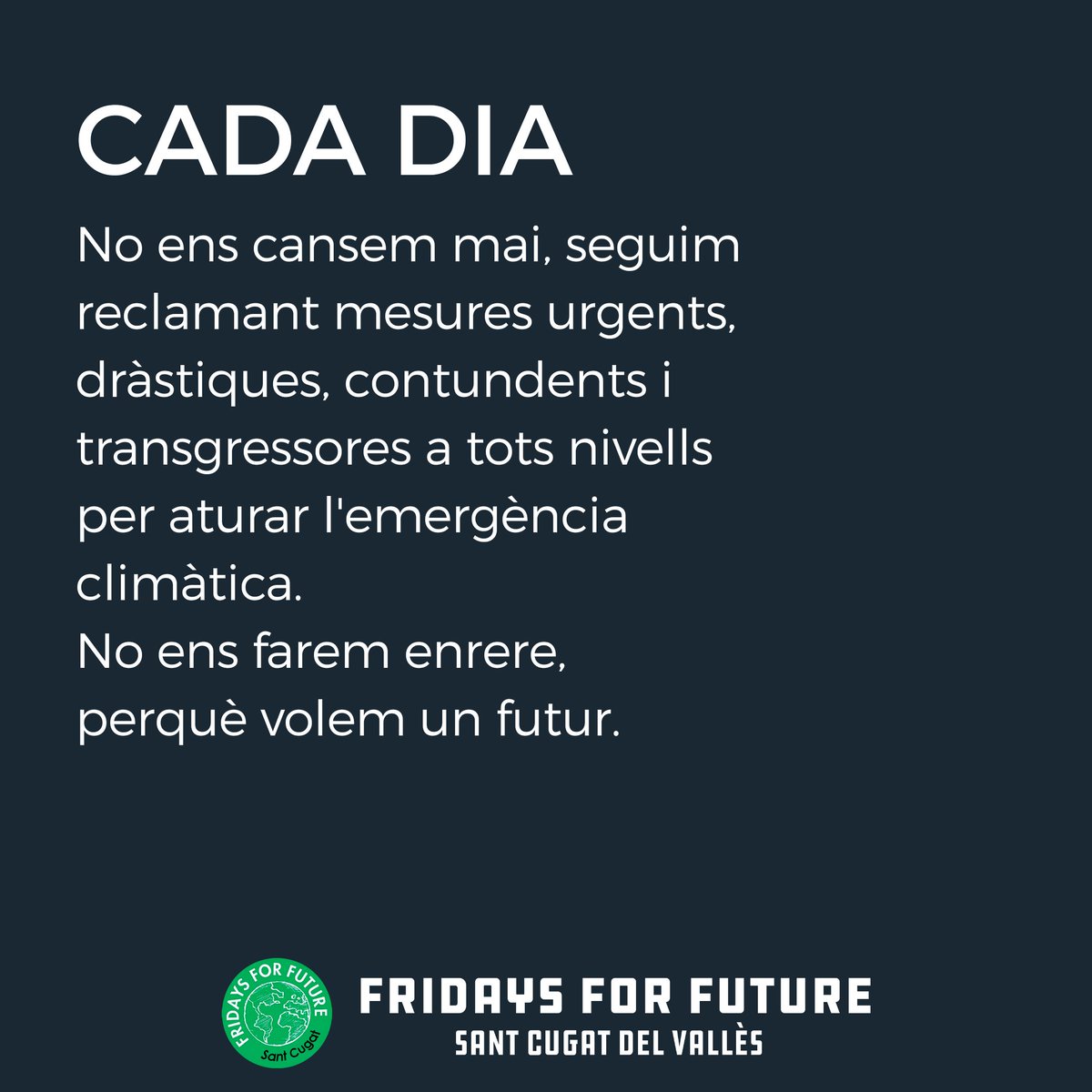 Fridays4FStC's tweet photo. ๐ข L'emergรจncia climร tica no s'atura, nosaltres tampocโผ๏ธ
โก๏ธ No ens cansem mai, seguim reclamant mesures urgents, drร stiques, contundents i transgressores contra l'emergรจncia climร tica a tots nivells.
ATUREM EL CANVI CLIMรTIC
#ClimateStrikeOnline #DigitalStrikeForClimate https://t.co/3BzNZqMX1j