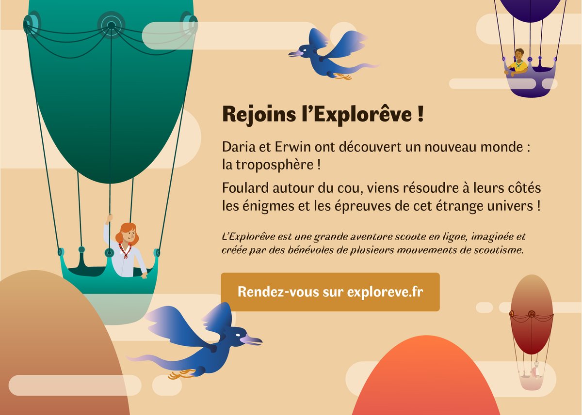 ExploreveScout's tweet photo. Ça y'est ! Explorêve, le grand jeu scout numérique est en ligne ! Rendez-vous sur https://t.co/nszojxhMI9 pour vivre une grande aventure pleine d'énigmes, de jeu de piste et de rêves étranges... https://t.co/8CHd68MEDz