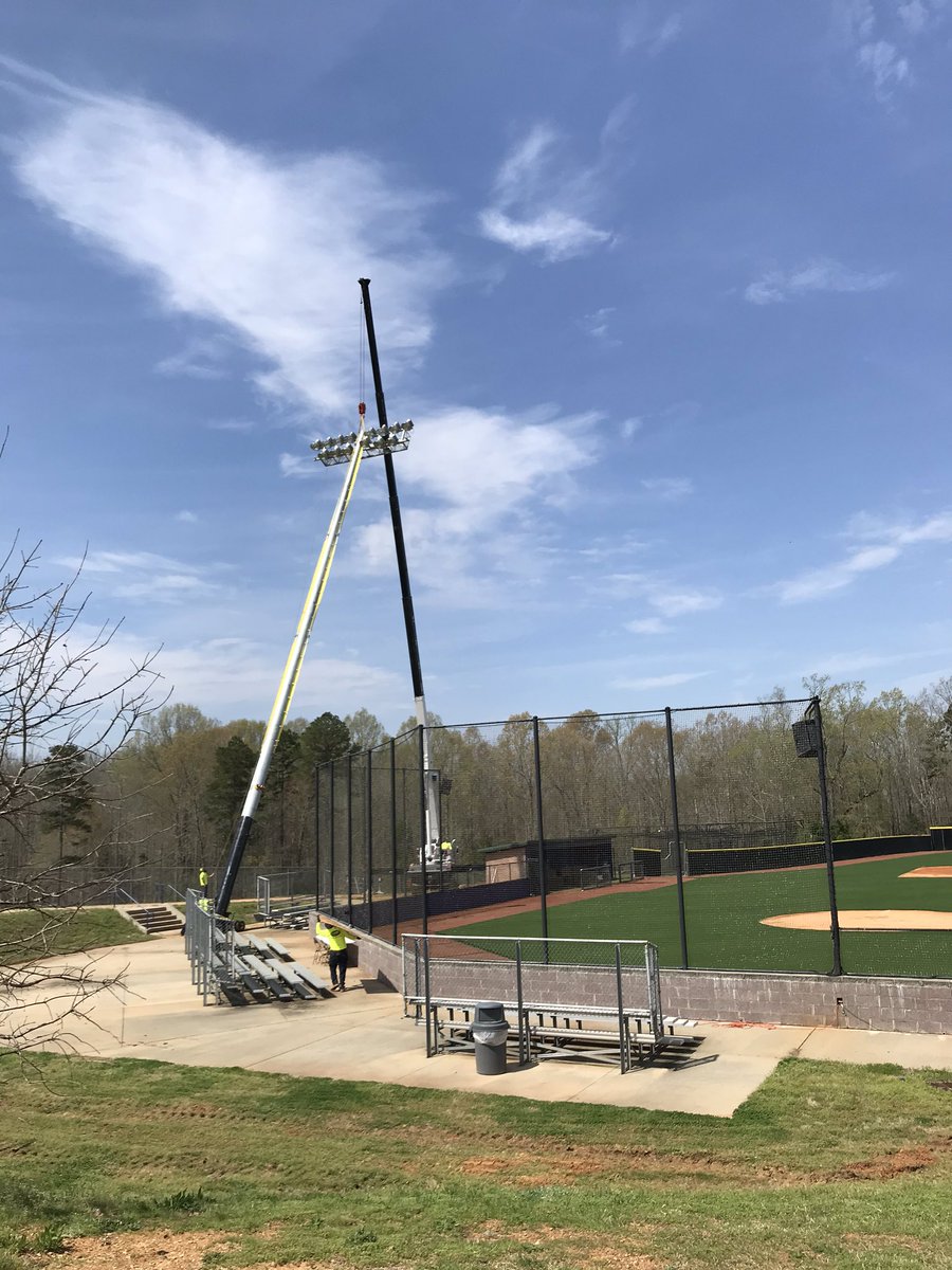 CHS_Cavs's tweet photo. Poles are are SET at 🥎 and 3/6 SET at ⚾️!  Things coming together nicely. @CHS_Cavsnation @CHSbasebalsquad @SoftballCavs @UCPSNCAthletics @AGHoulihan @CABC_GoCavs #GladImNotClimbingThat #LetsPlay2 #GreatToBeACavalier https://t.co/omjS4vDSi1