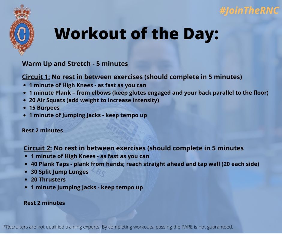JoinTheRNC's tweet photo. We've had some requests for more workouts to keep you training. Please see attached workout for today. Check back regularly for more workouts! If you would like the workouts in PDF format, email us!

Train hard! #BePAREready

#JoinTheRNC  @RNC_PoliceNL https://t.co/GAL8tHVmne