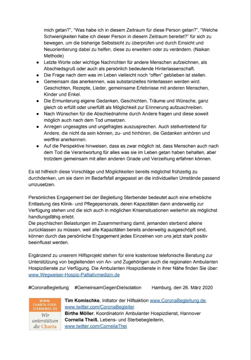 CoronaBegleiter's tweet photo. Leitfaden zur #virtuellen und #digitalen #Begleitung von #Sterbenden für #Angehörige und #Zugehörige während der #Corona #Pandemie
Der Text richtet sich vor allem an Zugehörige von Erkrankten in #Pflegeeinrichtungen und #Krankenhäusern. Bitte teilt ihn!

https://t.co/cFY3DPeyy7 https://t.co/sxXzZ0dkB6