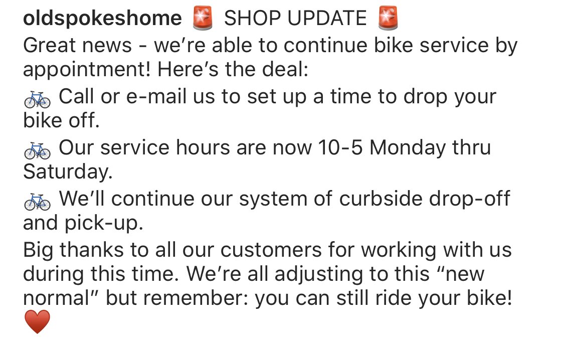 OldSpokesHomeVT's tweet photo. Hey #BTV, just a heads up that we’re open, but with limited hours, services &amp; by appointment only. Please call the shop for all inquiries! https://t.co/E9ydYVgur1