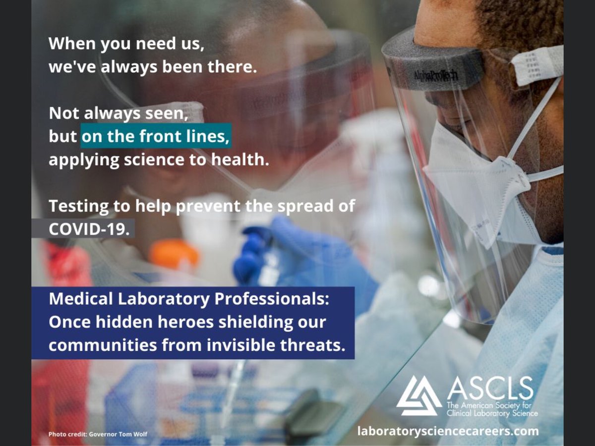 LeNA4LoveandLab's tweet photo. We’ve always been there! 👩🏼‍🔬🧑🏻‍🔬👨🏾‍🔬🔬🧪🧫🧬 Thank you for sharing this message! ⁦@ASCLS⁩ #MedicalLaboratoryScientists ⁦#FightingCovid19 #HealthcareHeroes #TestsDoneRight Thanks for sharing Gov. Tom Wolf’s #Flickr https://t.co/ECcWvWaSaJ https://t.co/mThZj1zAZJ