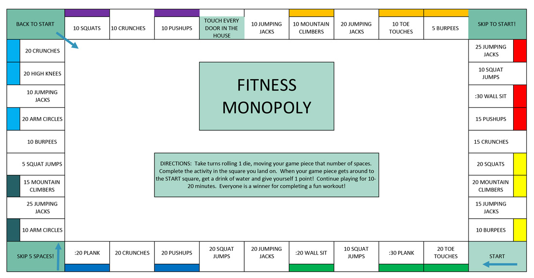 ARC_ahpd's tweet photo. Our fitness staff at Arlington Ridge Center invites you to enjoy their version of a fitness themed board game called ARC-opoly! Players can collect points as they complete certain moves and challenges! Game on Arlington Heights! https://t.co/fgU0fdqPc6 #WEPLAYEVERYDAY https://t.co/9gZukUjDOc