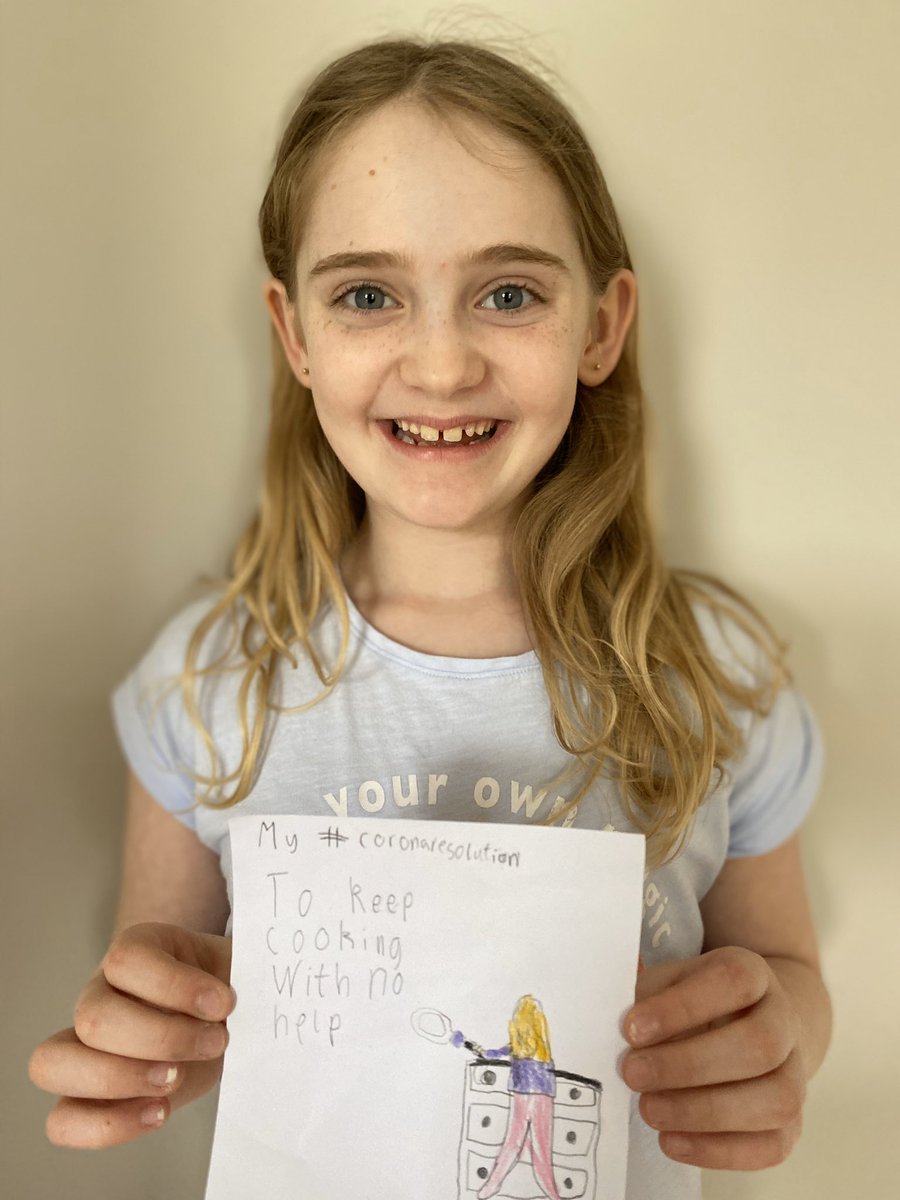 CarrieHuberman's tweet photo. @vincent_girls Here’s Eve from Room 13 with her #coronaresolution https://t.co/q7WhAk9MGn