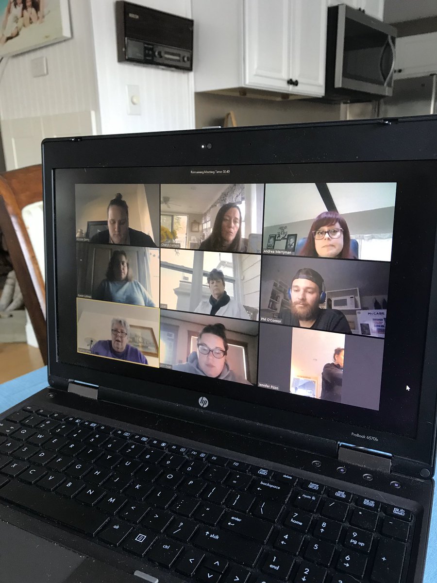 MrsB_Breed's tweet photo. What are your teachers doing to unwind from working remotely? We Zoom chat each other! We miss you and our colleagues! https://t.co/g73bq1uKqV