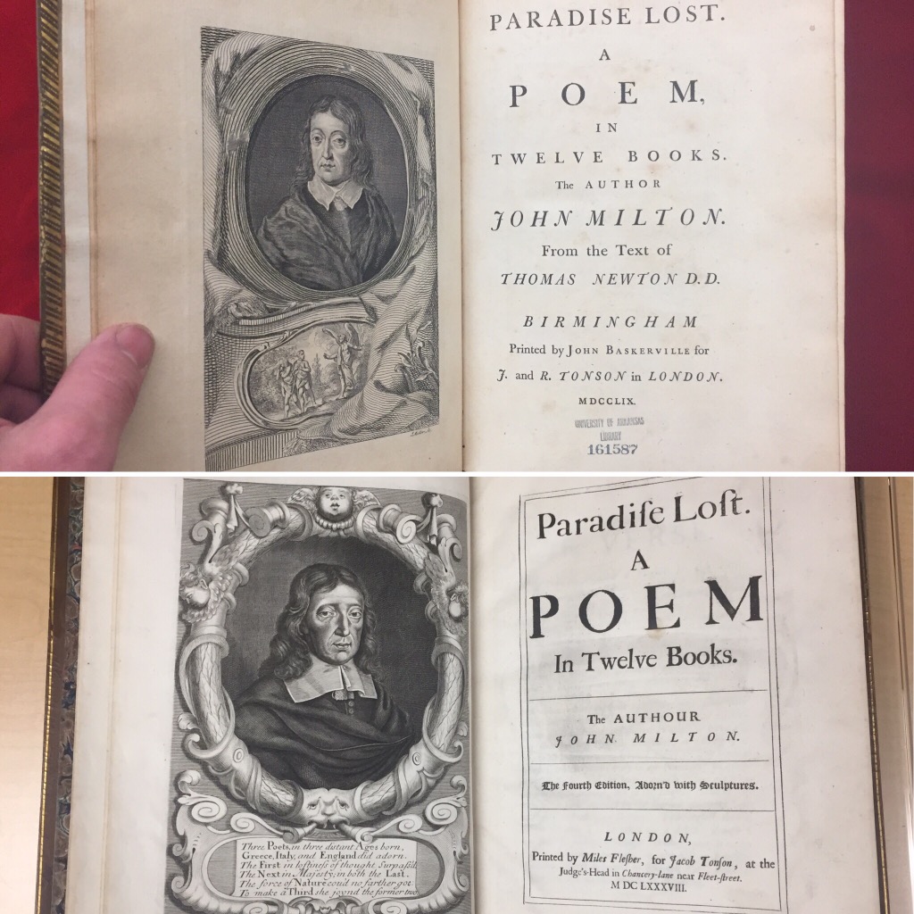 jcobbsy's tweet photo. Left or right? Commonwealth or Restoration? It’s #paradiselost this #frontispiecefriday from @UARKLibraries. https://t.co/4grRX2PDxB