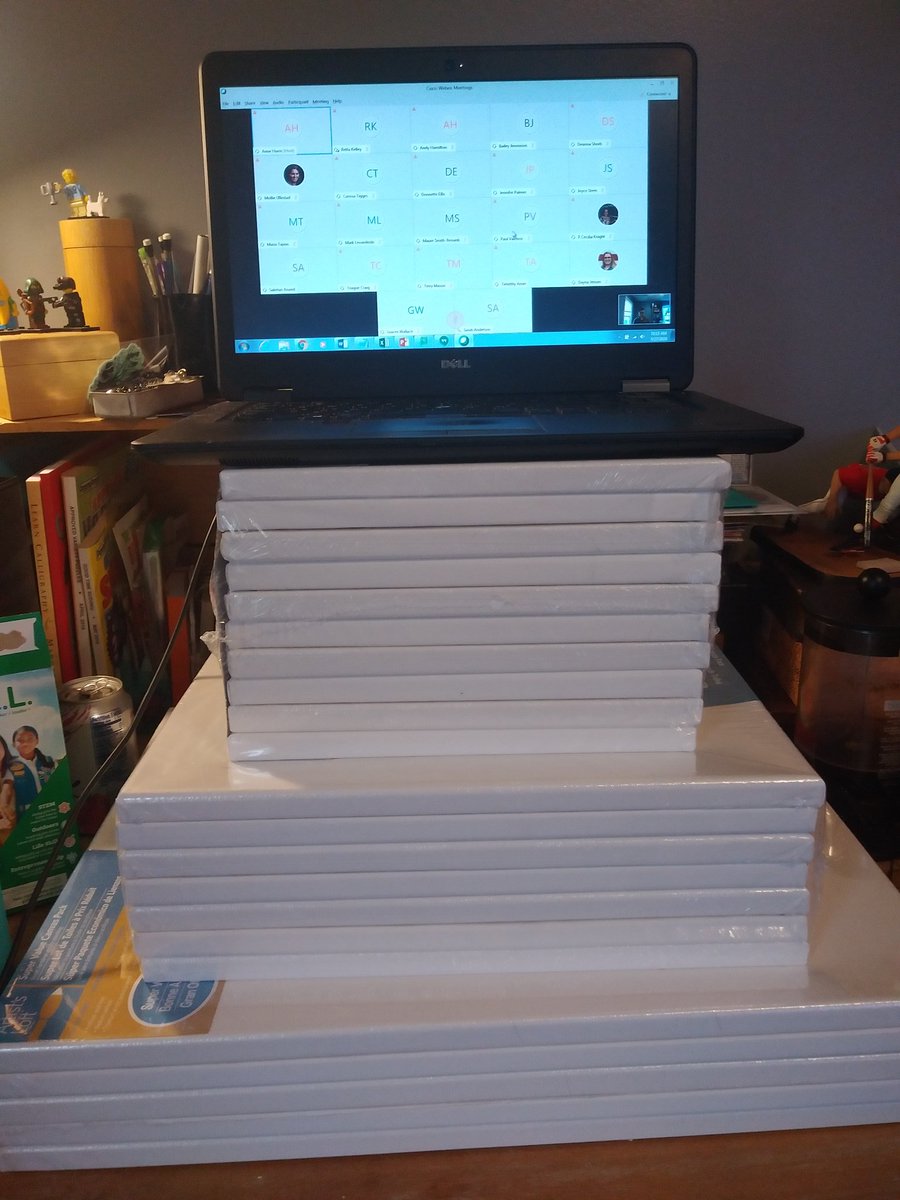 accessgrinnell's tweet photo. Sometimes when you work from home you need to get "creative" on standing desk materials. #canvas #grinnelliansstayconnected https://t.co/cOV81Vjwvj