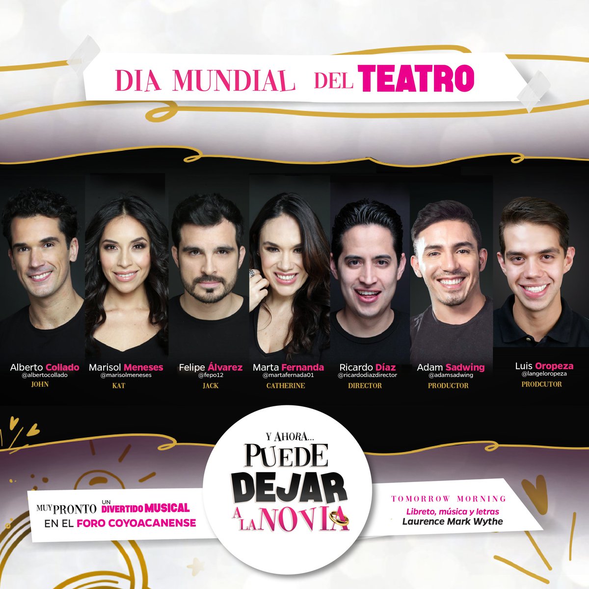 #diamundialdelteatro Muy pronto disfrutaremos a este equipo haciendo magia en el teatro, dándole vida a los sueños, cantando y divirtiendonos como sólo ellos pueden hacerlo.

#melescaso #melesdivorcio #tomorrowmorning #quedateencasa