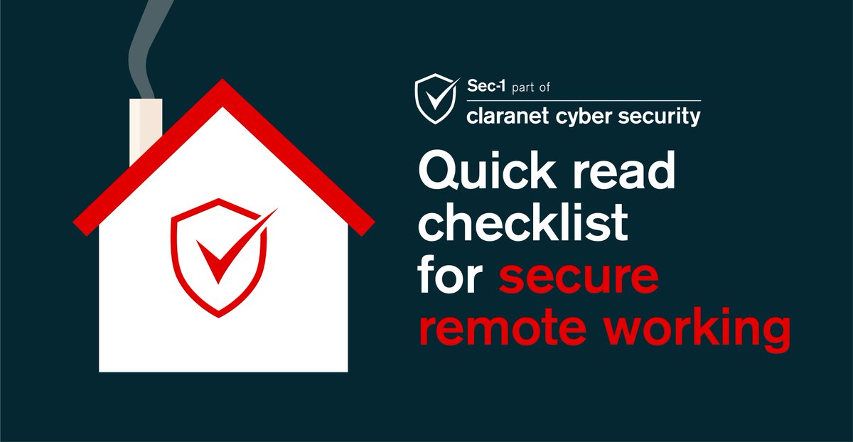 Claranet's tweet photo. With remote working, the risk of a security breach rises significantly. Read our Administrator’s Guide for practical advice, plus access our End User Guide to share with your homeworking colleagues: https://t.co/oll6zItzLu https://t.co/asyEbJyVf5