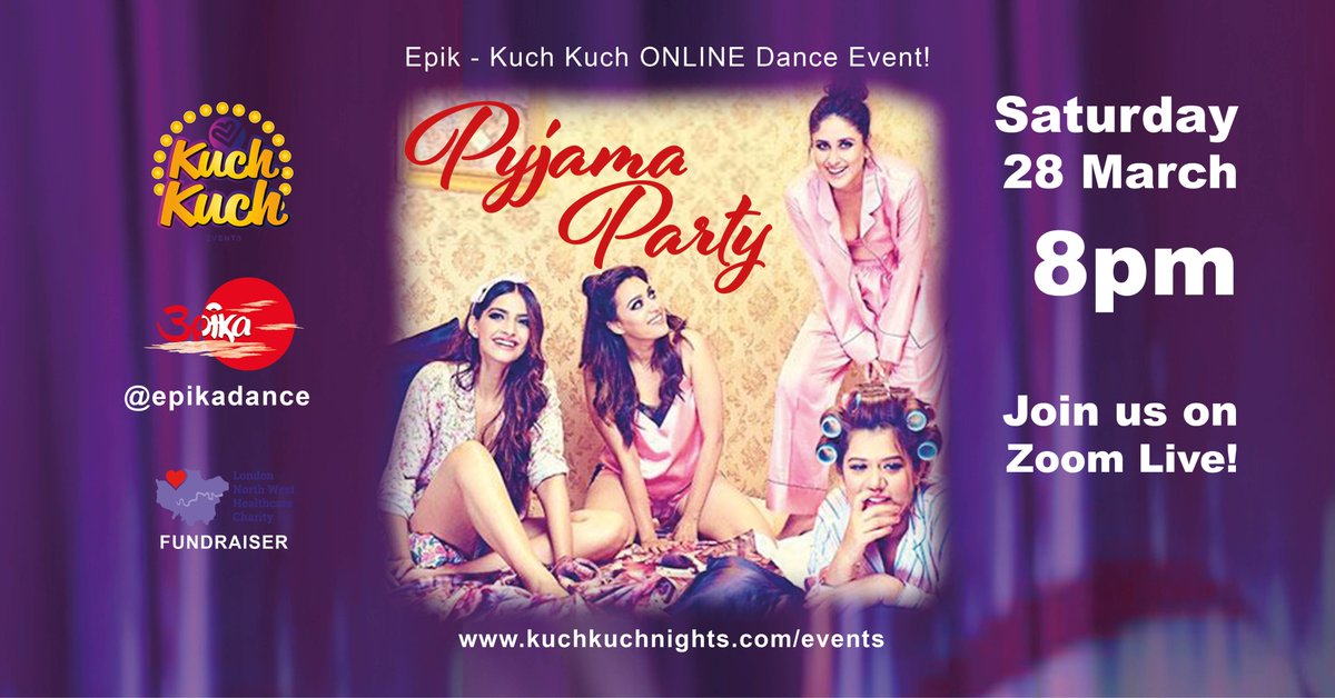clubkali's tweet photo. Look after yr mental & physical health during #Lockdown. 8pm Sat.28 Get yr PJ's on, grab yr own PILLOW! @EmikoJaneIshii fun #bollydance class ONLINE! We're #socialdistancedancing, Fundraising for @LNWH_NHS #StayHomeSaveLives Tkts: https://t.co/HLCmbONS2Z https://t.co/XJ5fkrweXA