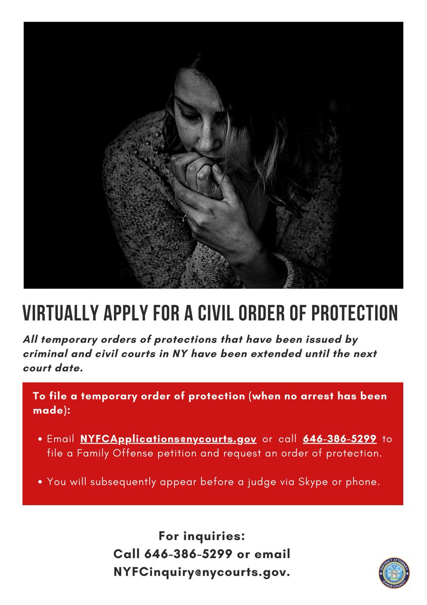 BrooklynDA's tweet photo. ⚠️Important information regarding orders of protections during this state of emergency. https://t.co/uzy3qzrSpr