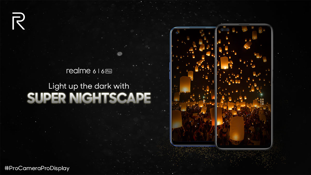 realmeIndia's tweet image. Light up the dark with a glimmer!
Shoot bright night scenes using Super Nightscape 2.0 with the 64MP #ProCameraProDisplay, #realme6
Also enjoy a new Tripod Mode for super long exposure in Super Nightscape 3.0 with the #6CamerasProDisplay, #realme6Pro
bit.ly/2UmSIZp
