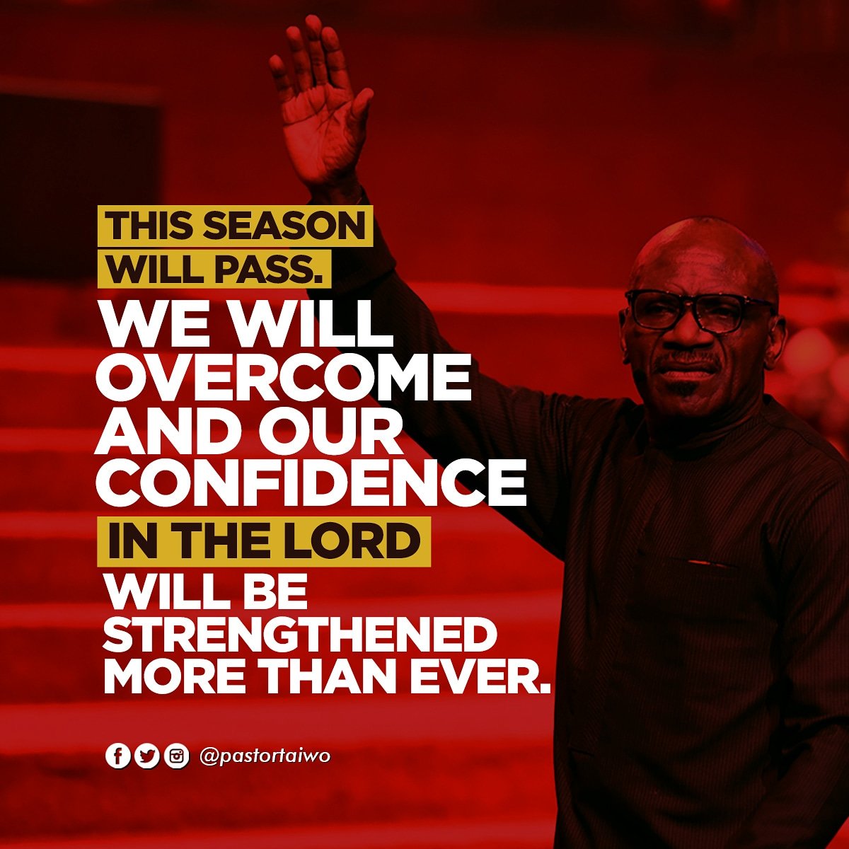 The enemy may seem overwhelming, but God will certainly overwhelm him in Jesus name! Our victory was settled on the cross of Calvary.

Follow the advise of the experts; continually build your faith in God by holding on to His promises.
#Faithoverfear #COVID_19 #FridayThoughts