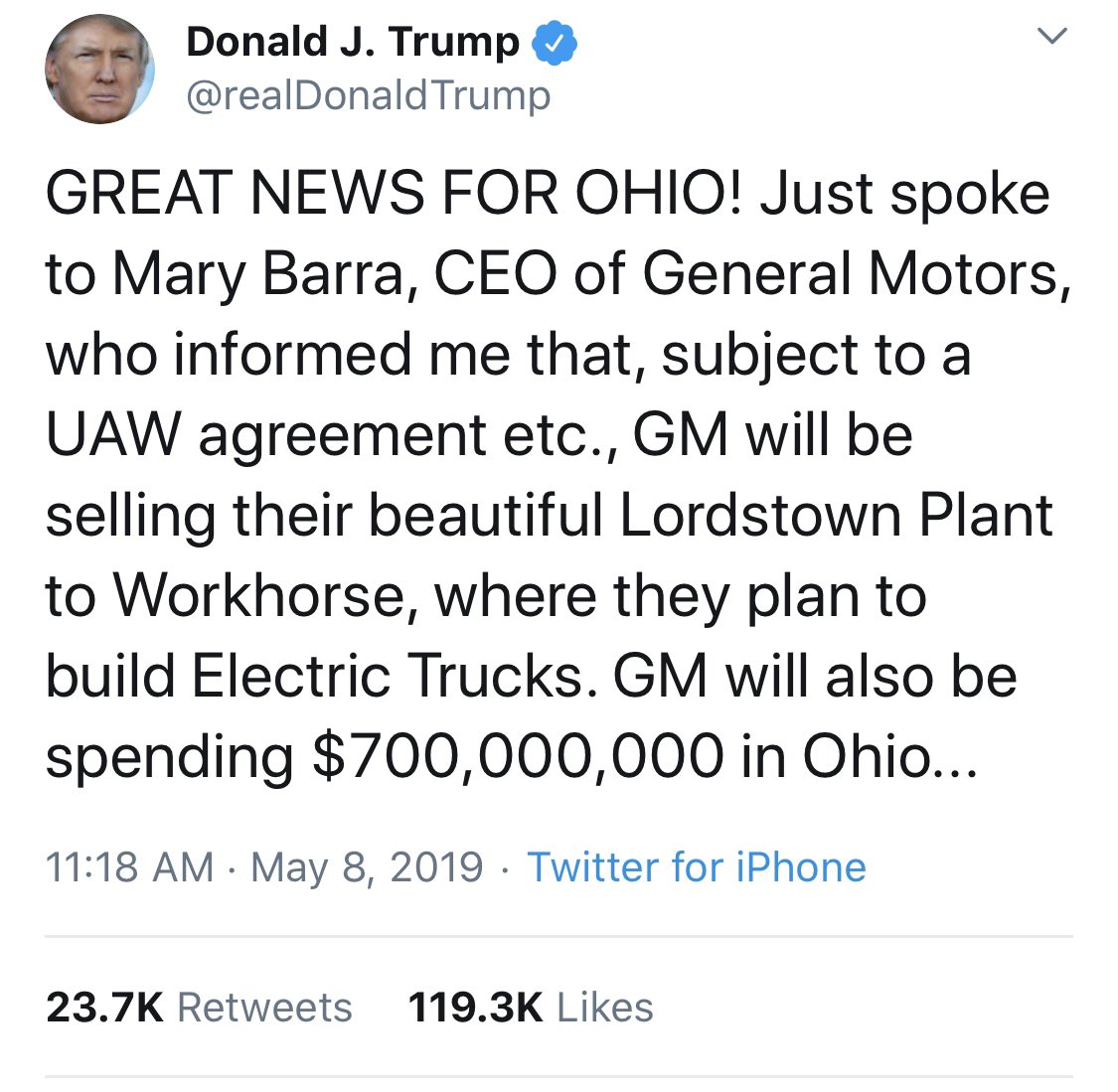 ddale8's tweet image. GM sold the Lordstown plant facility last year. Trump boasted about this on Twitter.