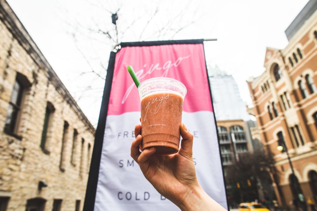 Your favorite local downtown spot | #Supportlocal this weekend + treat yourself to a healthy and tasty sip 🥤

To place a to-go order, visit the Jugo website or by calling 512.474.0444. For delivery, visit <a href="/favor/">Favor</a>, <a href="/doordash/">DoorDash</a>, <a href="/ubereats/">Uber Eats</a>, <a href="/grubhub/">Grubhub</a> 🚗