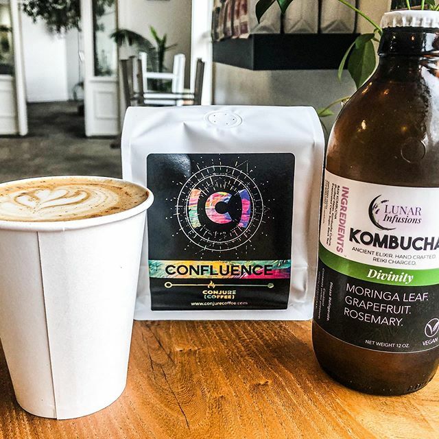 conjurecoffee's tweet photo. The prefect #carryout combo! We are open today and tomorrow until 6pm and have plenty of whole bean coffees, brunch items &amp; @lunarinfusionskombucha  #2gofw .
.
PSA: starting Monday we will be closing our kitchen until further notice, we will still be off… https://t.co/hAKfMdSkoF https://t.co/yzrQN5WEN1