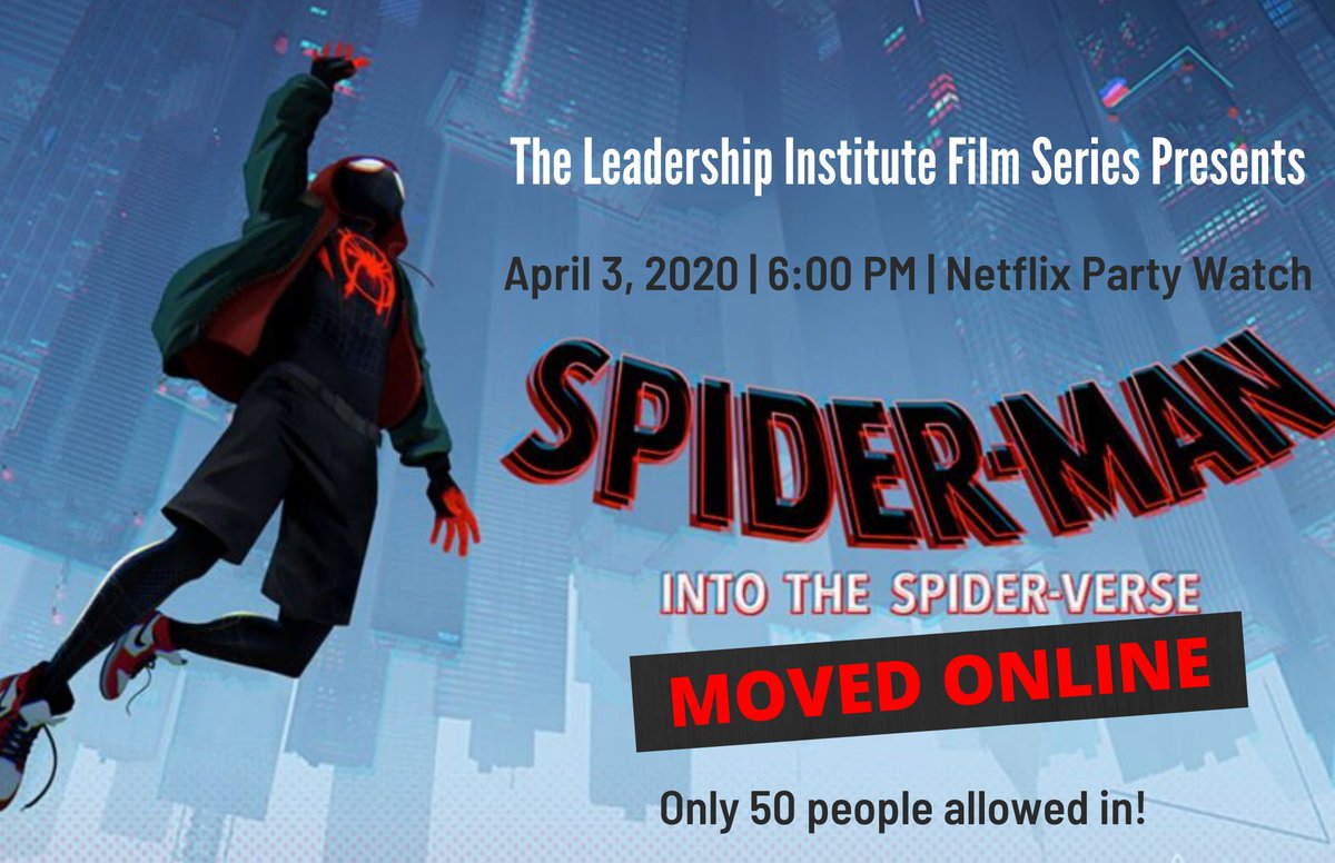After the first week of classes being online, come hang out with us virtually with our screening of Spider-Man: Into the Spider-Verse! An RSVP is required to receive the link to join the party: bit.ly/txstrsvp

We suggest you make your room into an awesome mini-theater!
