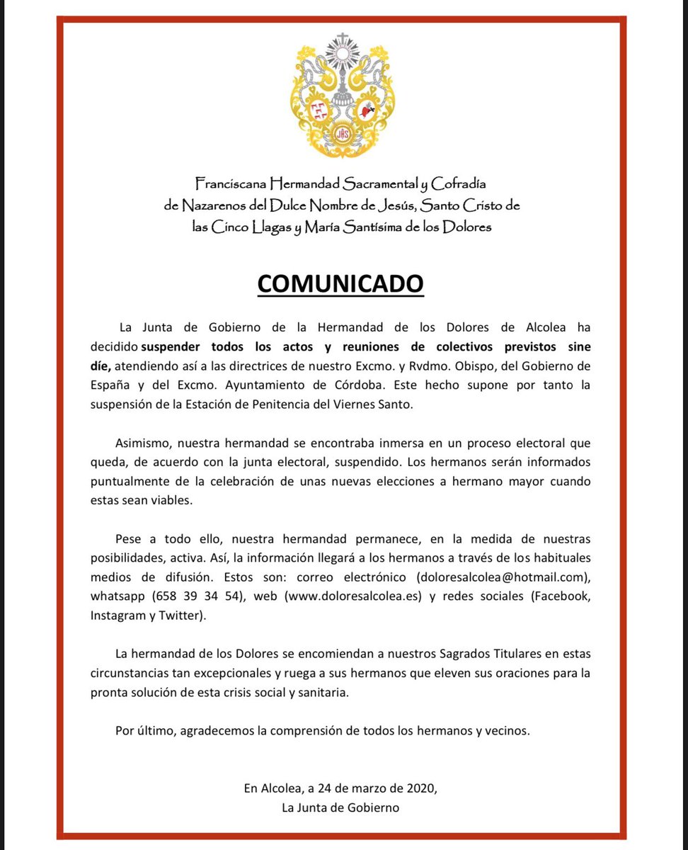 Comunicado oficial.