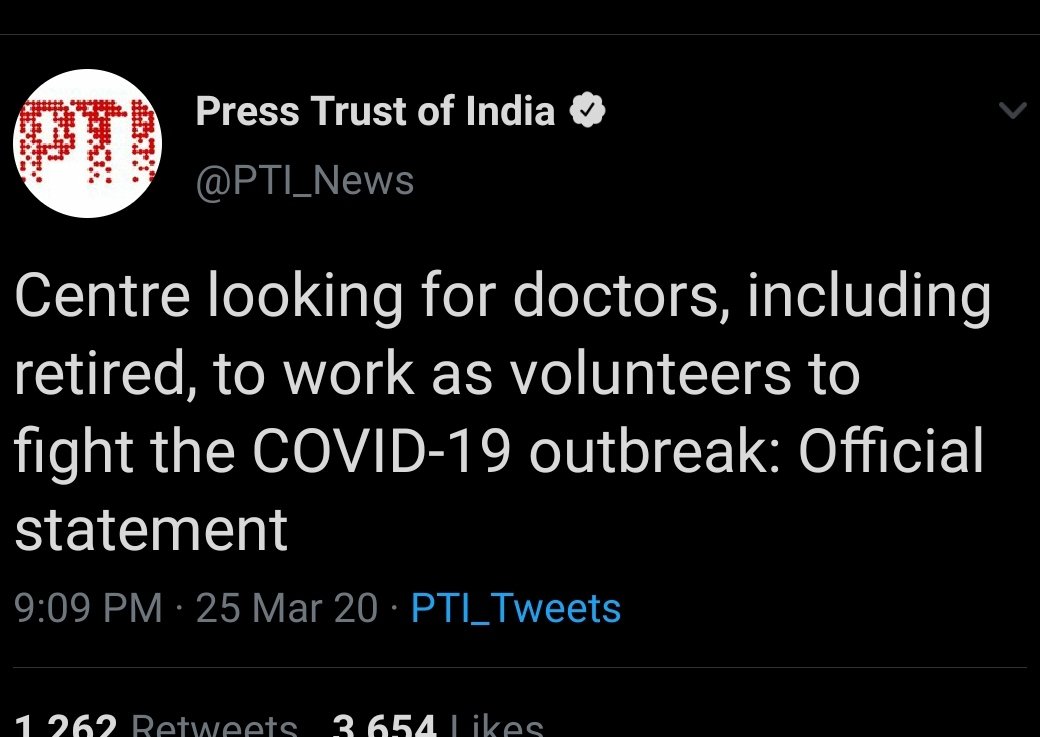 On one hand,  @PTI_News talks about the need for doctors. On the other hand, the reports of doctors being beaten up by the police just do not stop.Will the great  @MoHFW_INDIA and  @PMOIndia wake up from their very convenient slumber?  https://twitter.com/haladankar/status/1243452738651844613?s=19