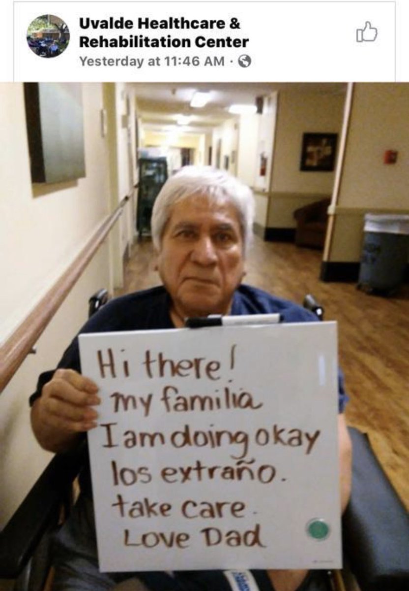 deltorolando's tweet photo. @CDCgov @UvaldeNews Devestating news was received today. Someone employed by my grandfathers facility could have been in contact with Covid-19! I ASK FOR YOUR HELP!!Please ensure the necessary precautions are taken to protect our elderly!#COVID19 #CoronavirusOutbreak https://t.co/nnBGTgr47k