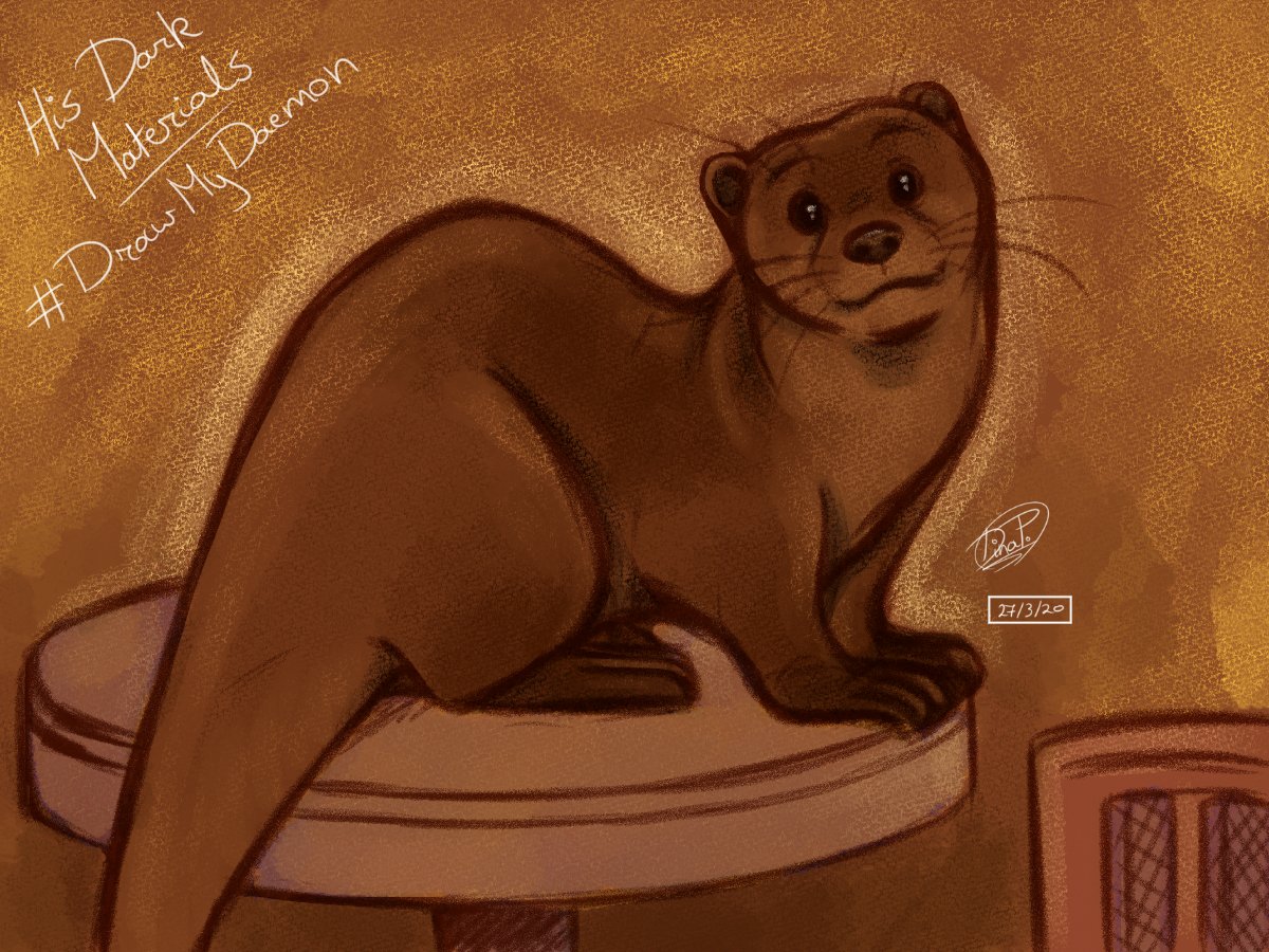 ArtsyDina's tweet photo. #DrawMyDaemon
@darkmaterials
A bit late, but I hope this quick doodle still counts (because I love the series and the books)!
My otter daemon, Andeleon! 🦦❤️
#doodle #sketch #drawing https://t.co/FWvly54knw