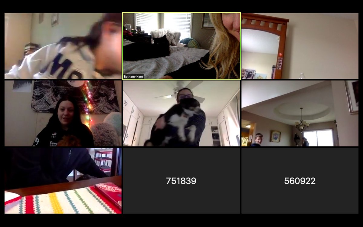 MrsKent_OPHS's tweet photo. Some zoom views of my colleagues from yesterday's Thursday "collaboration". Then some of my students with their pets! #zoomforthewin #OProcks @Northmen_OPHS #itsfriday #4A #2B https://t.co/j4UwNIoahp