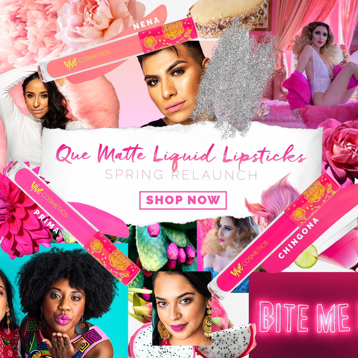 ViveCosmetics's tweet image. Our Spring Relaunch Que Matte Liquid Lipsticks are📦 now LIVE on our site! 💄💐🌸 Enjoy FREE SHIPPING on all orders in USA as well! #vivecosmetics #spring #latinx #latinabrand #besoproof